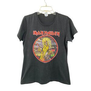 Iron Maiden T-Shirt Womens L 2019 Black Graphic Tee 100% Cotton Rock Band